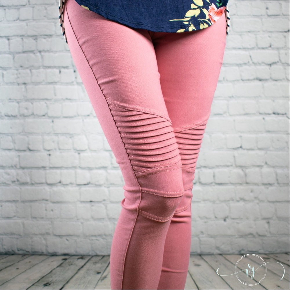 Last Pair❗️Rose Pink Moto Jeggings